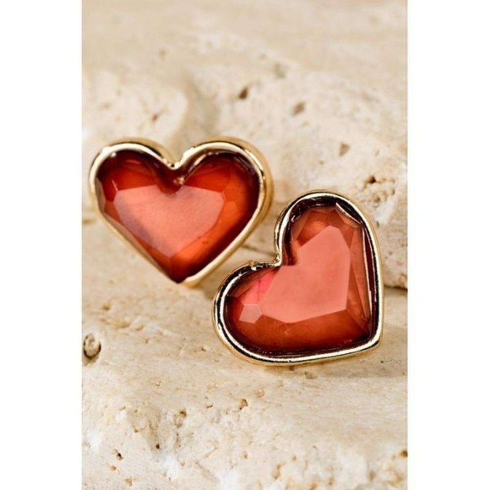 Ruby Red and Gold Stud Post Earrings